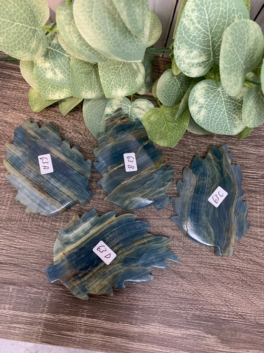 Leaf Blue Onyx Carvings