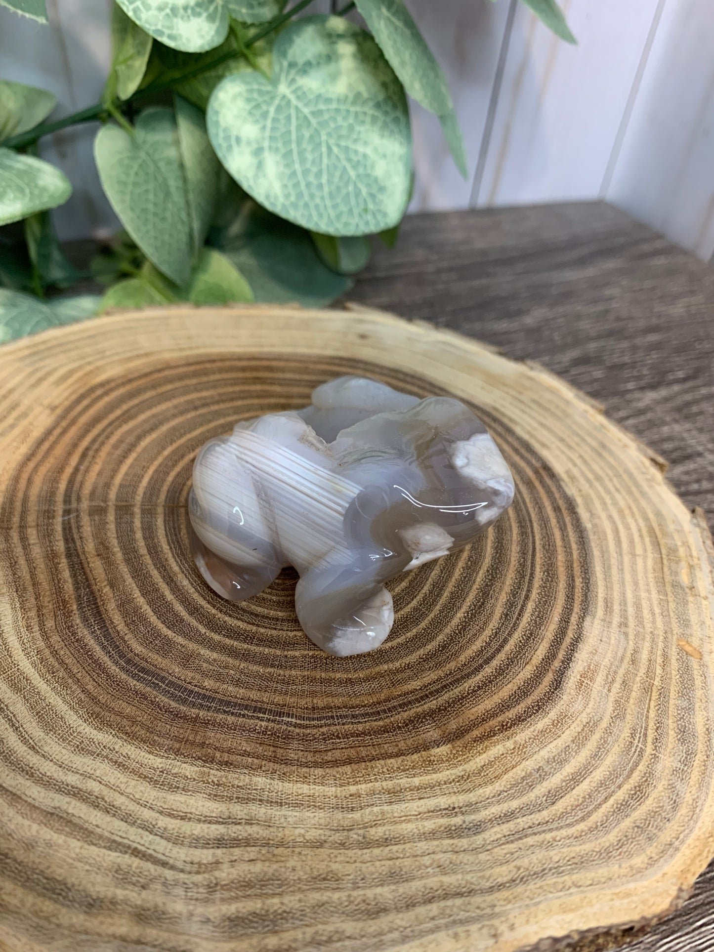 Flower Agate Frog Carvings