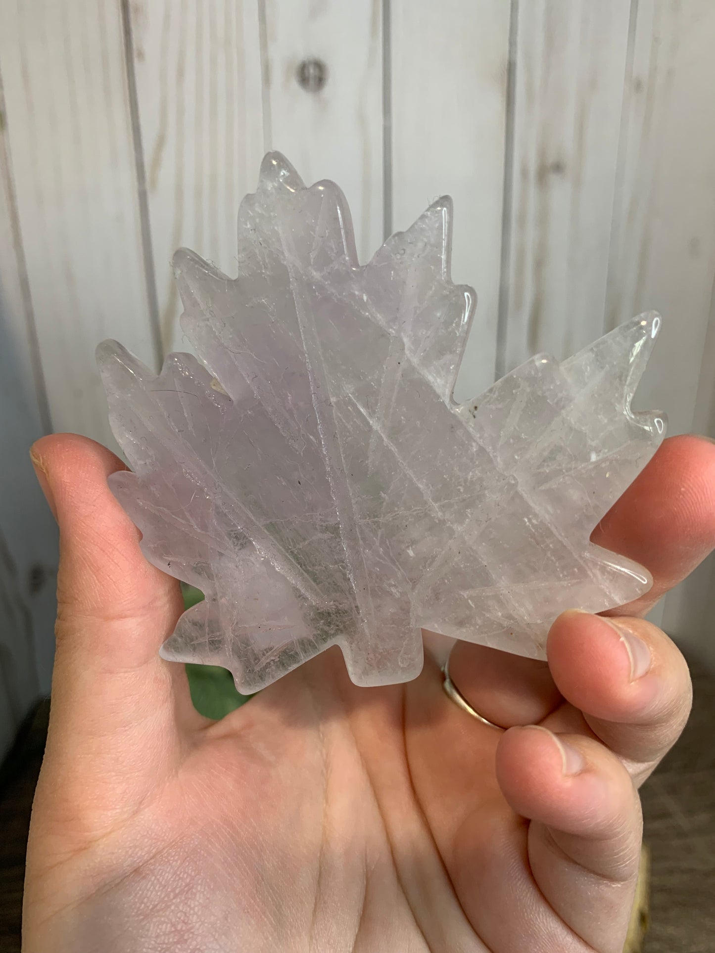 Maple Leaf Crystal Carving - Fluorite