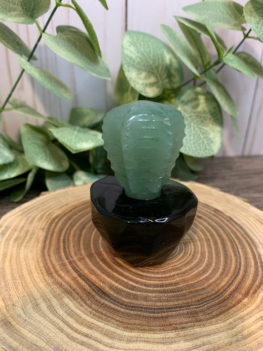 Cactus - Green Aventurine and Black Obsidian