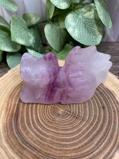 Nine Tailed Fox Fluorite Carving