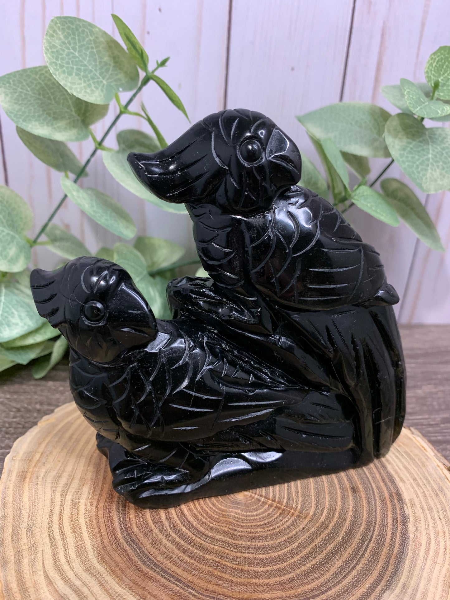 Macaw Gold Sheen Obsidian Carving