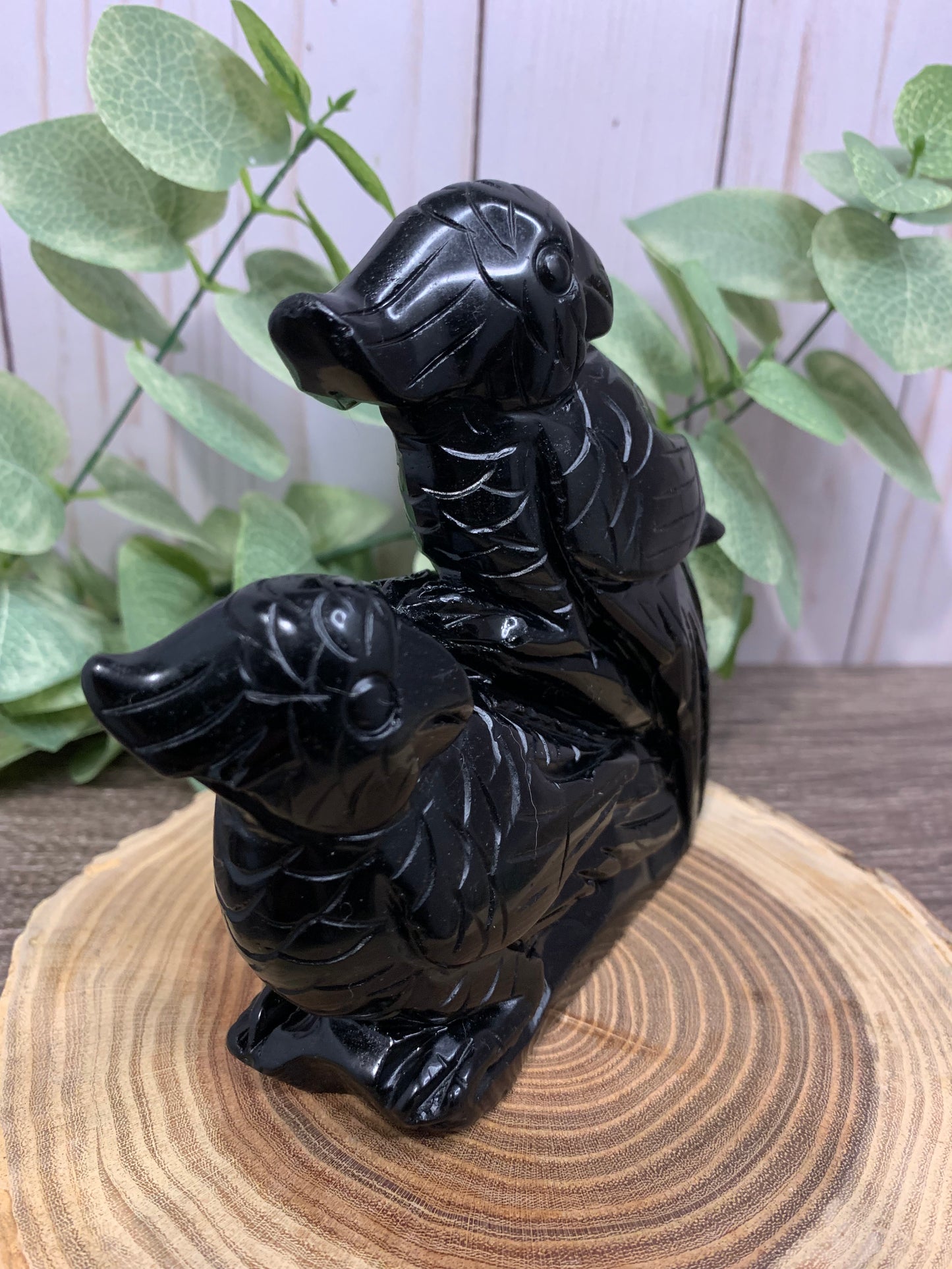 Macaw Gold Sheen Obsidian Carving