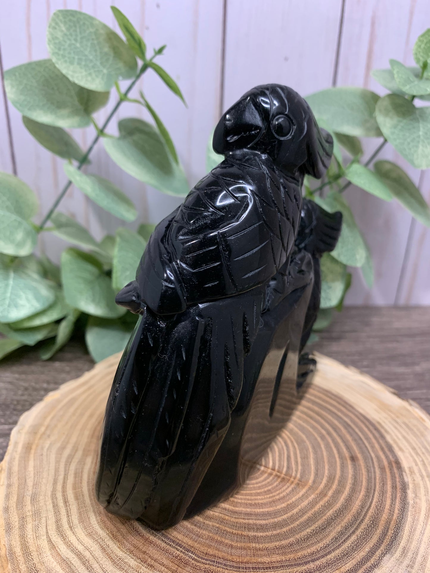 Macaw Gold Sheen Obsidian Carving