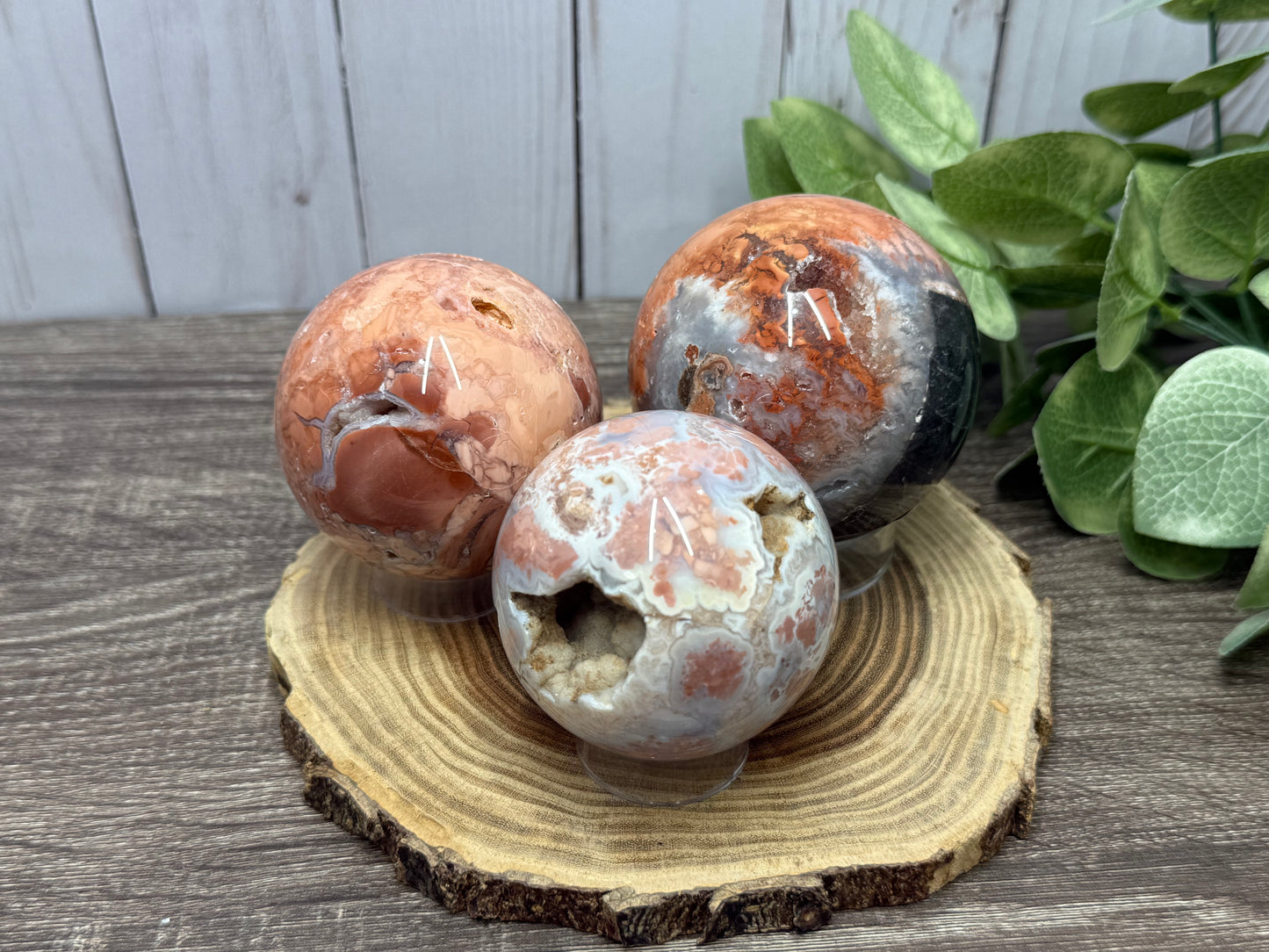 Pink Agate Spheres - large