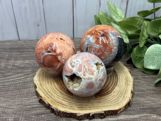 Pink Agate Spheres - large