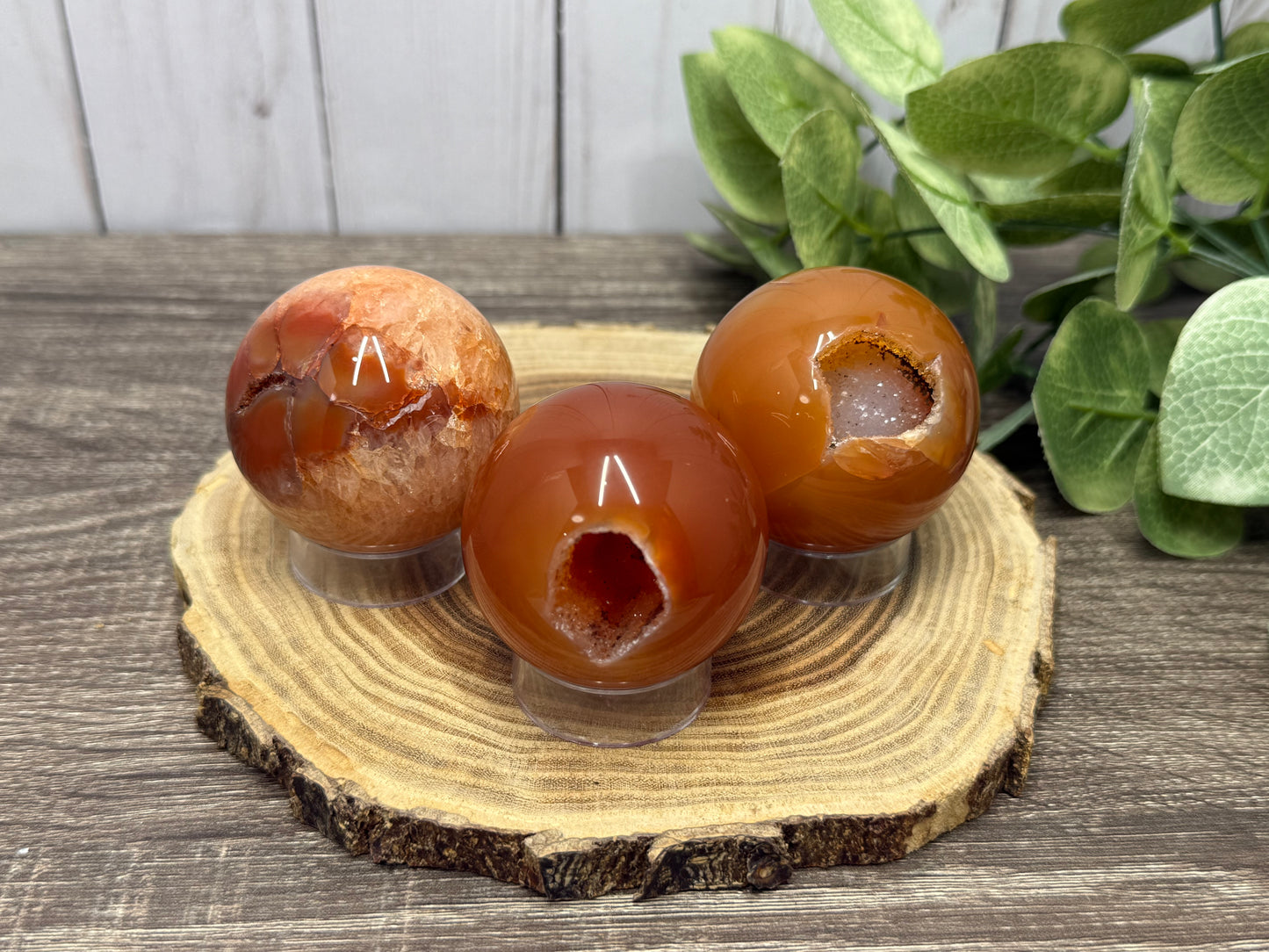 Carnelian Spheres With Druzy