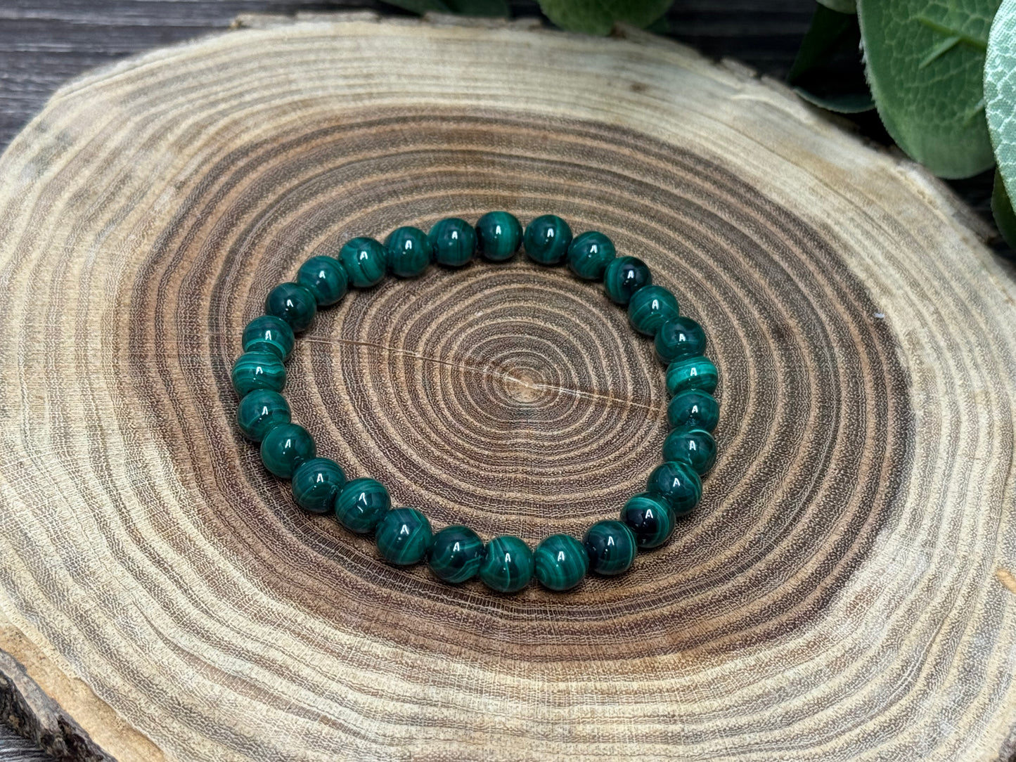 Malachite Round Beads - Bracelet 6 mm