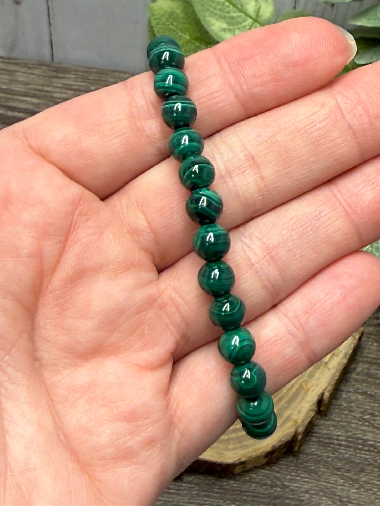 Malachite Round Beads - Bracelet 6 mm