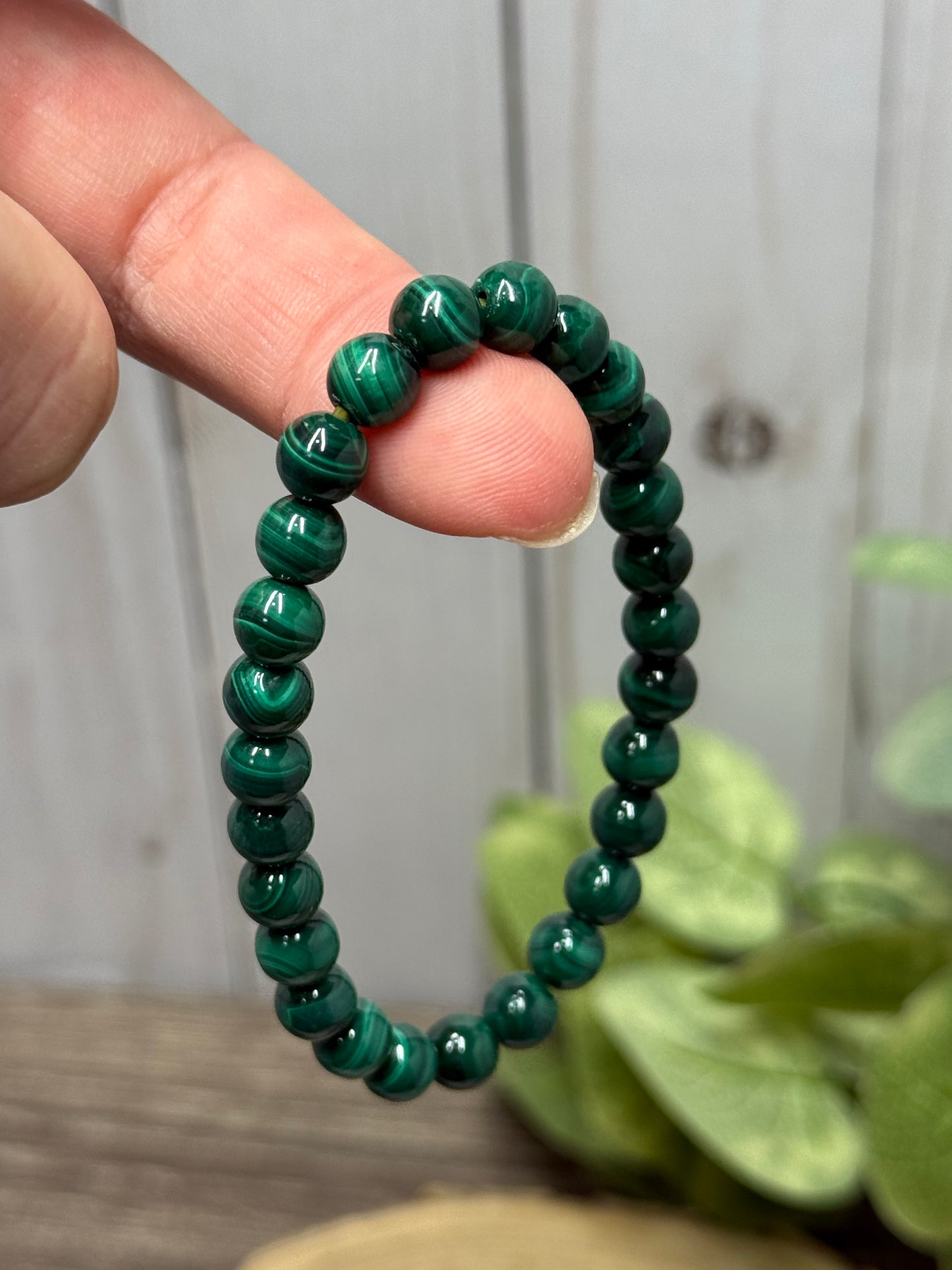 Malachite Round Beads - Bracelet 6 mm