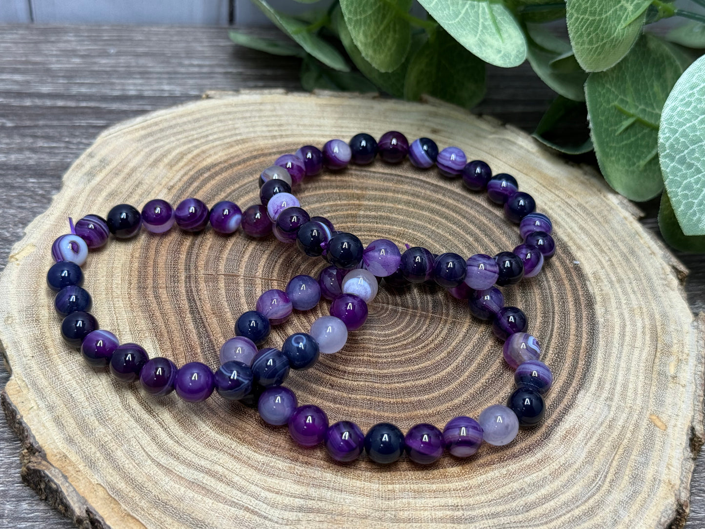 Purple Dyed Agate - Bracelet 8 mm