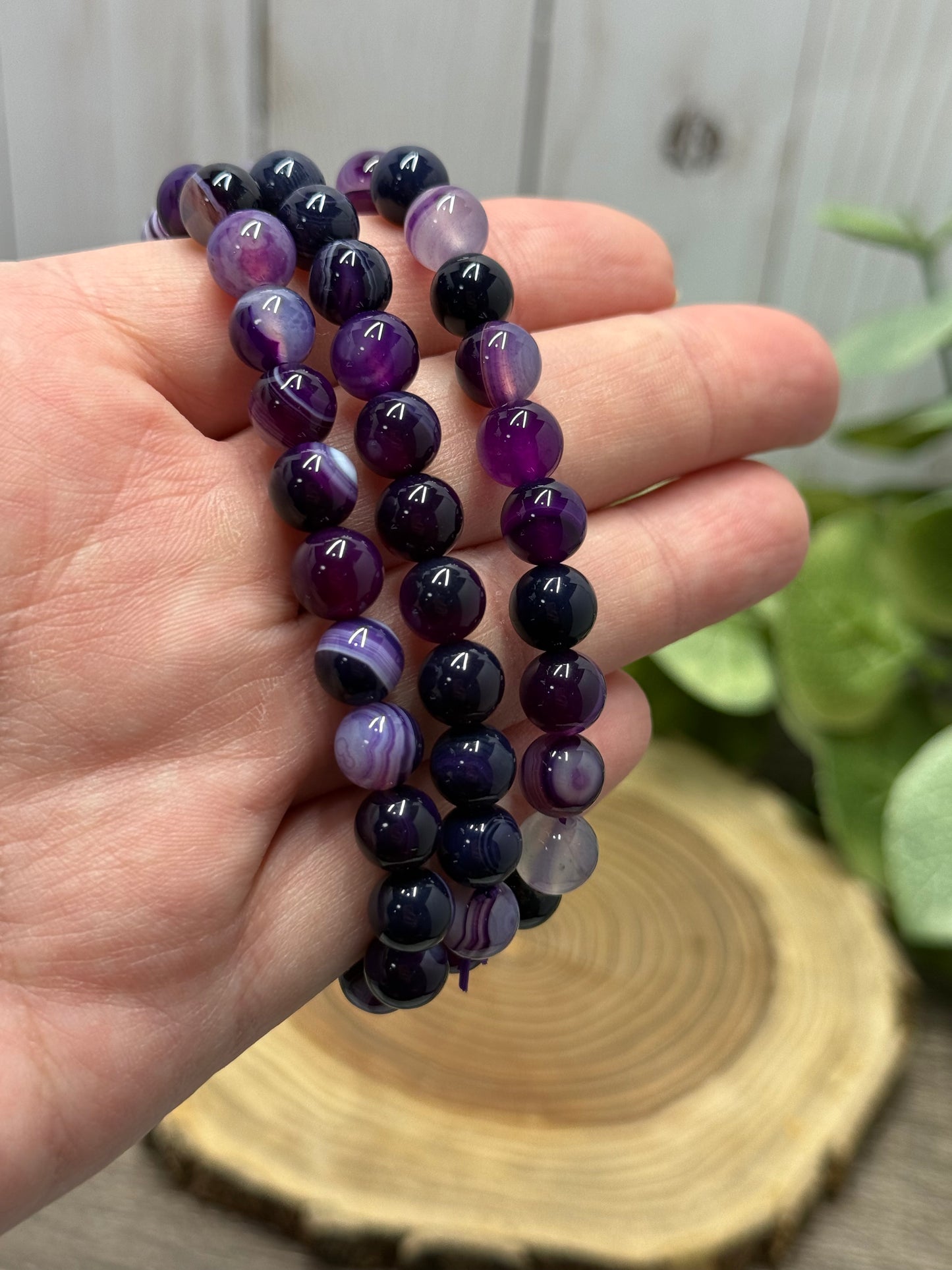 Purple Dyed Agate - Bracelet 8 mm
