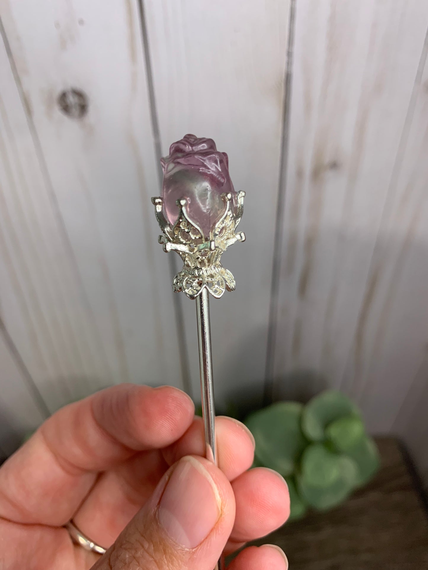 Fluorite Rose Hair Pins