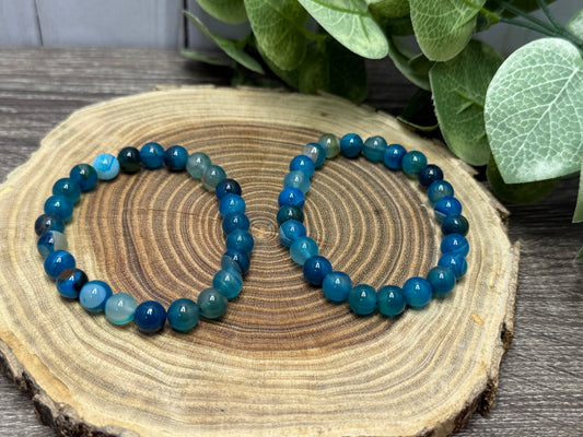 Blue Dyed Agate - Bracelet 8 mm