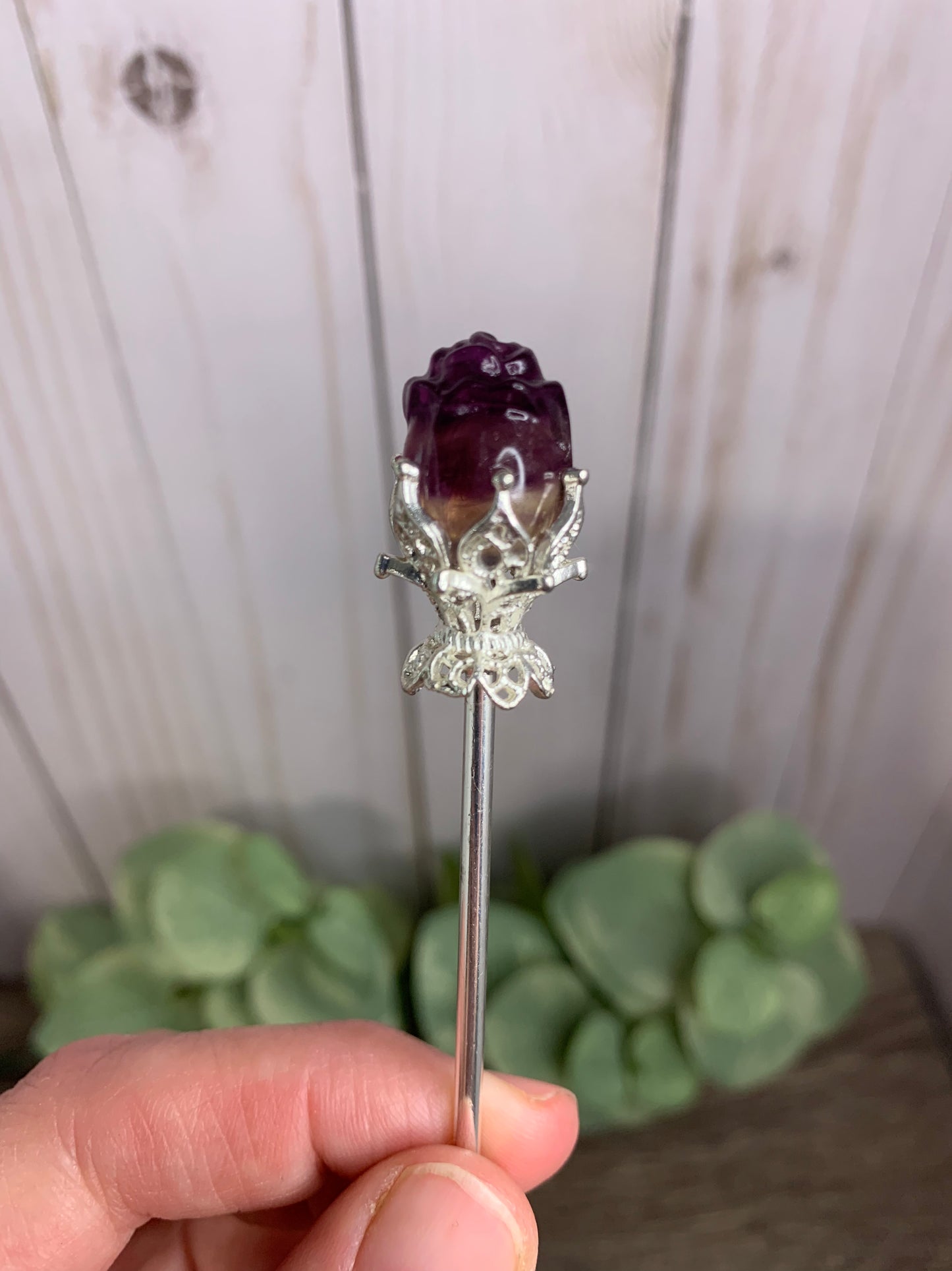 Fluorite Rose Hair Pins