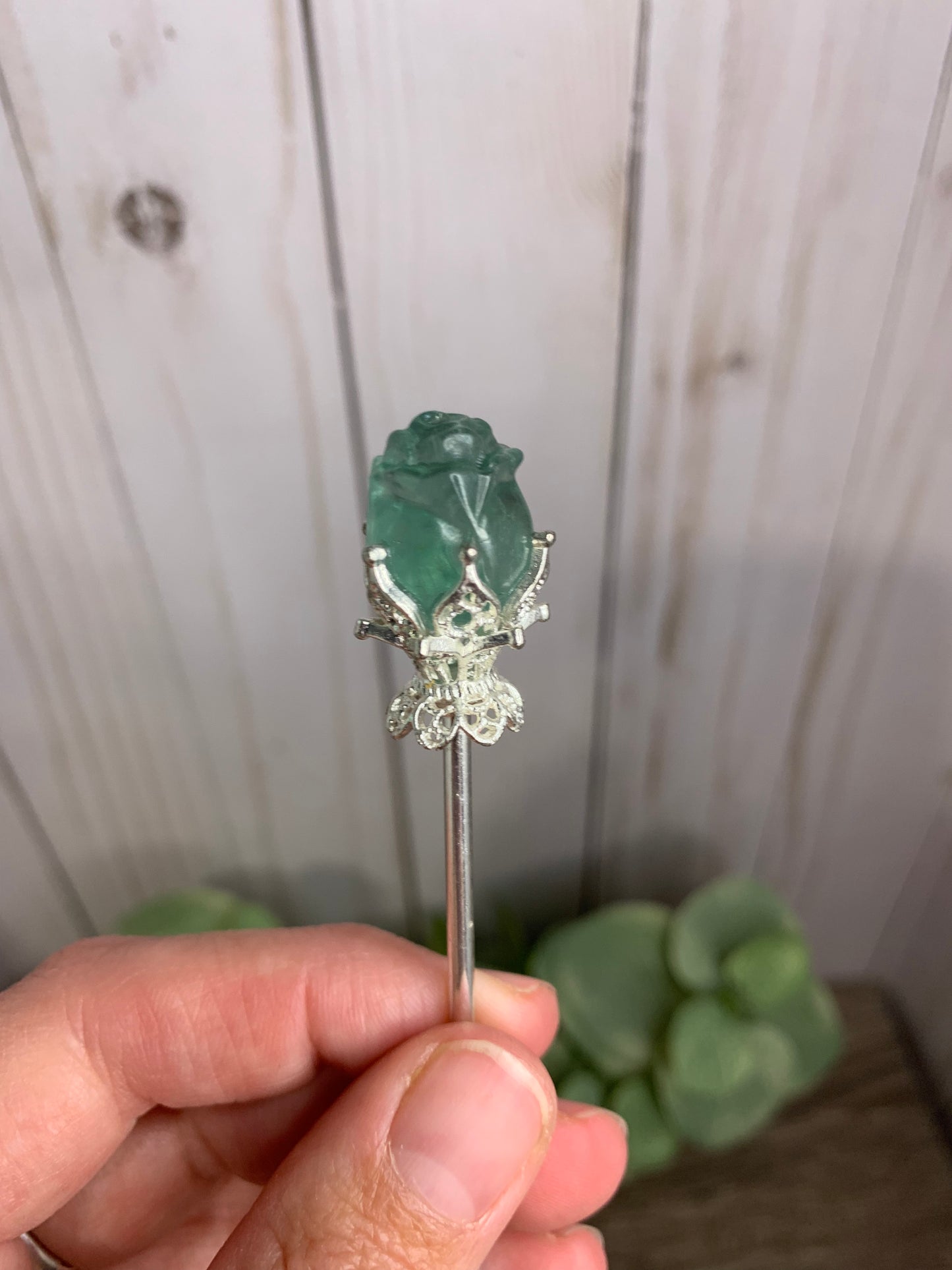 Fluorite Rose Hair Pins