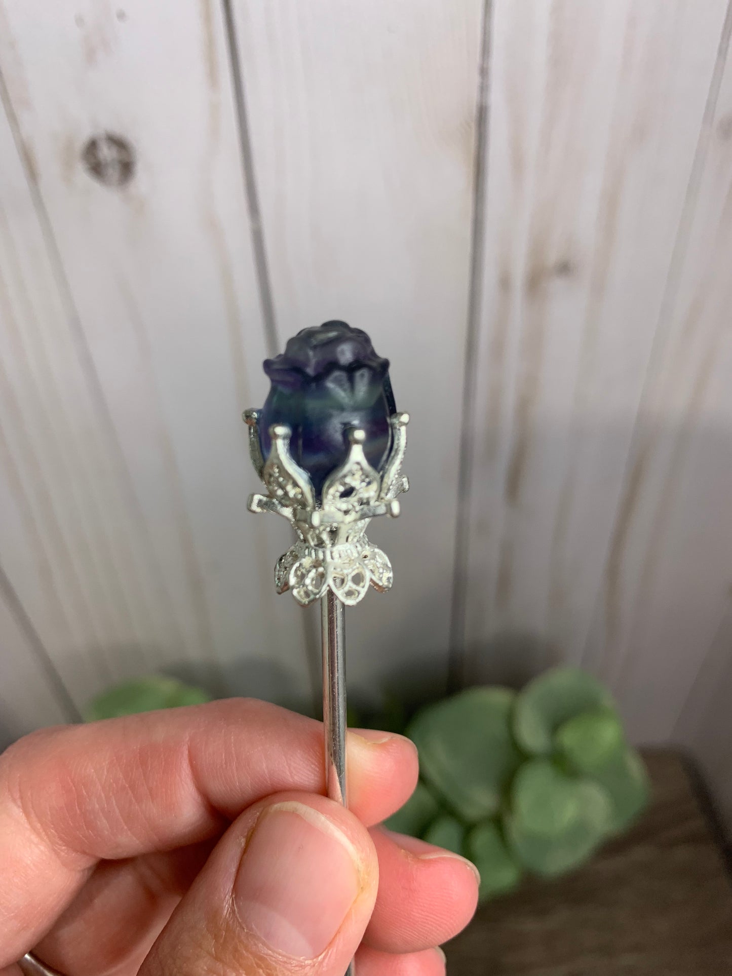 Fluorite Rose Hair Pins