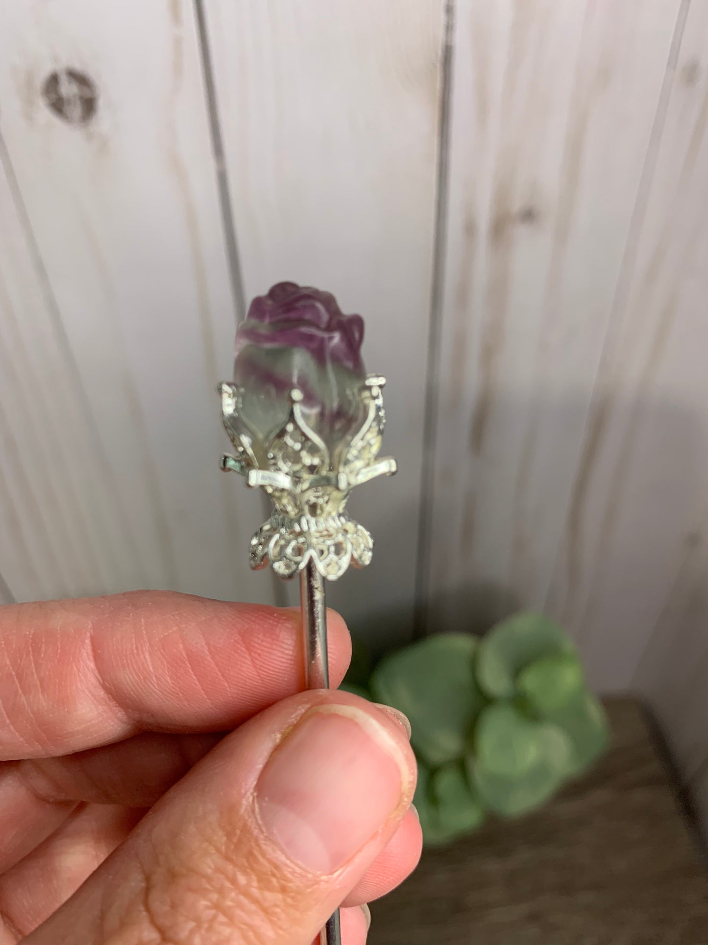 Fluorite Rose Hair Pins