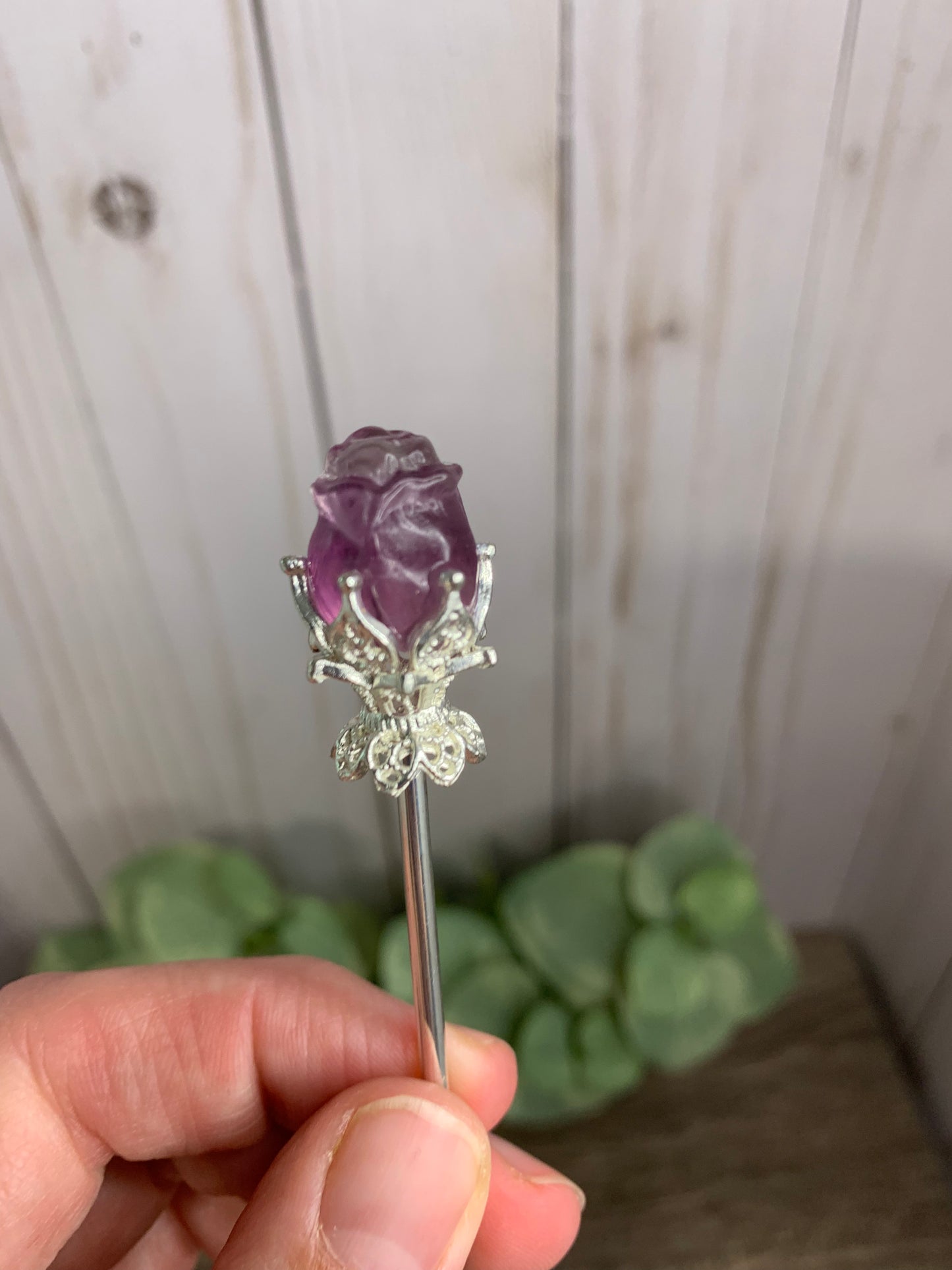 Fluorite Rose Hair Pins