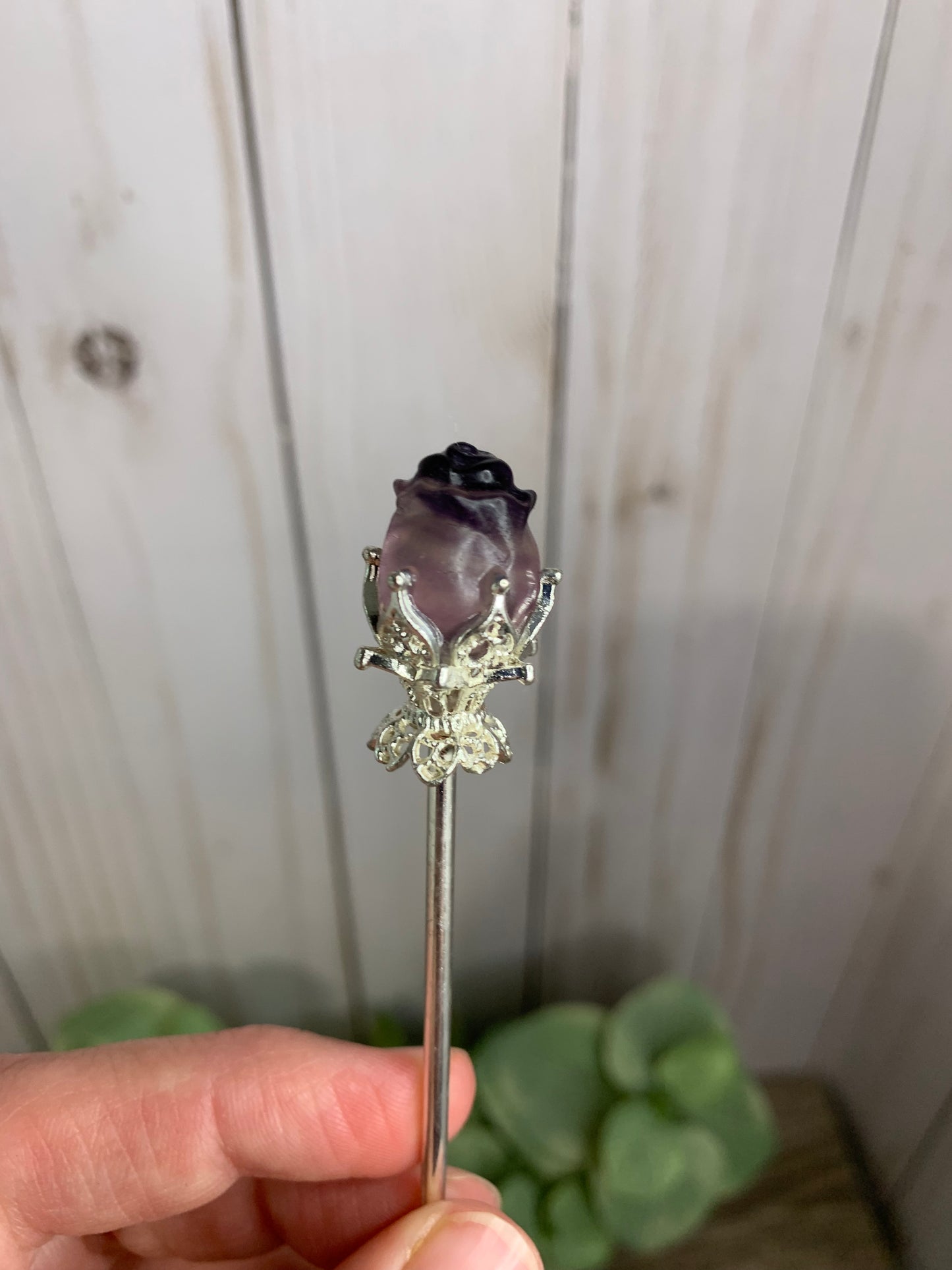 Fluorite Rose Hair Pins