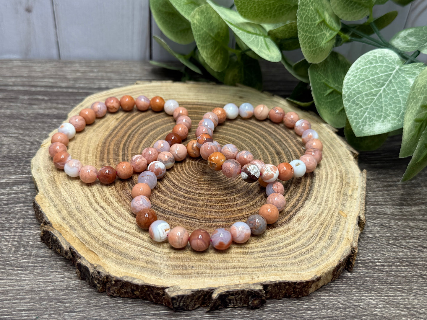 Pink Agate (Cotton Candy Agate) - Bracelet 8 mm