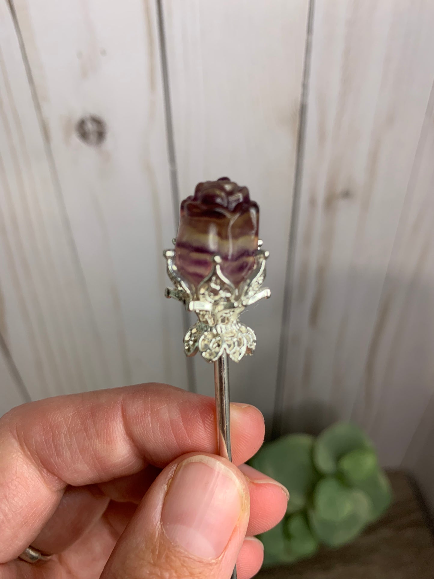 Fluorite Rose Hair Pins