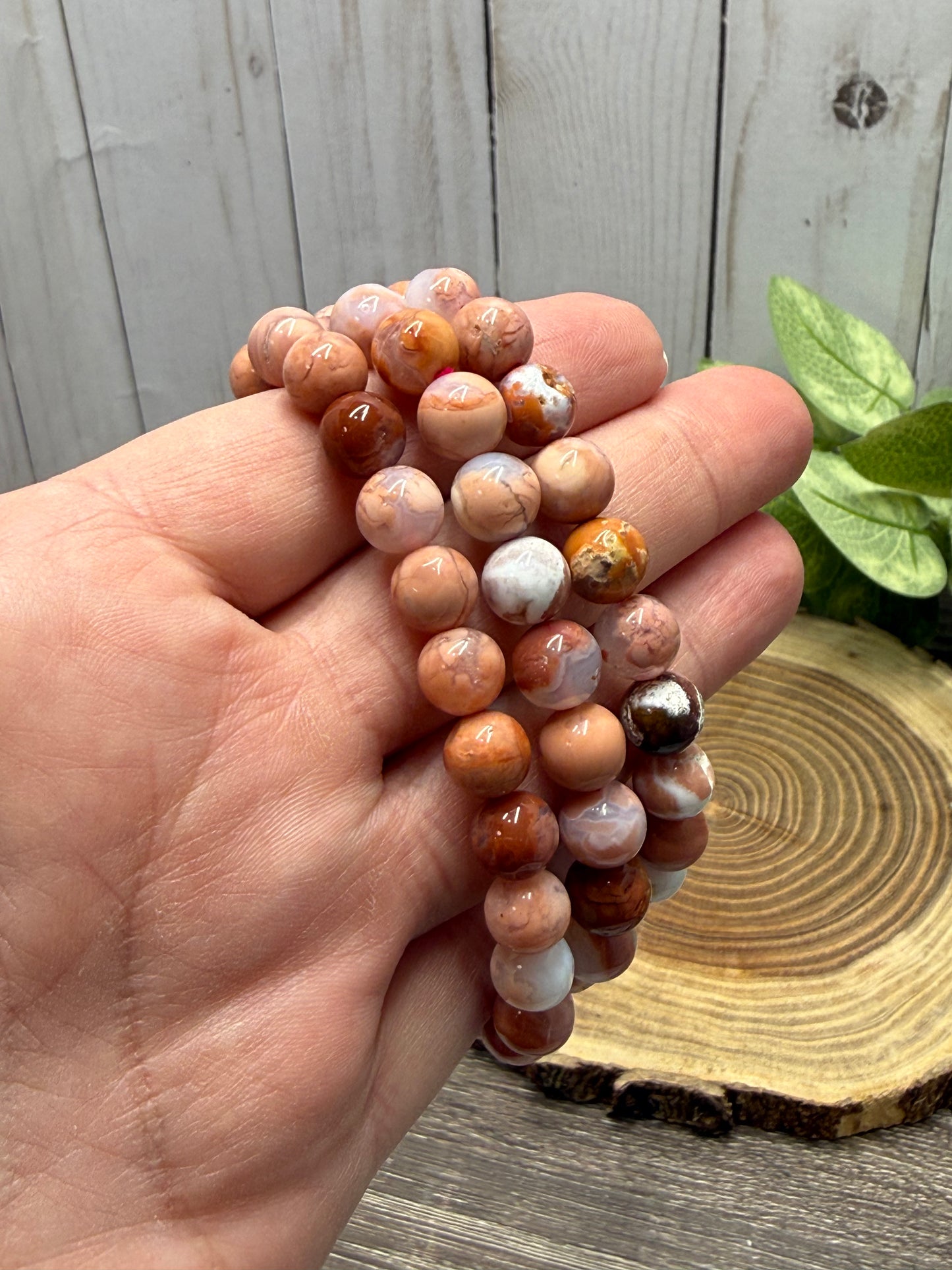 Pink Agate (Cotton Candy Agate) - Bracelet 8 mm