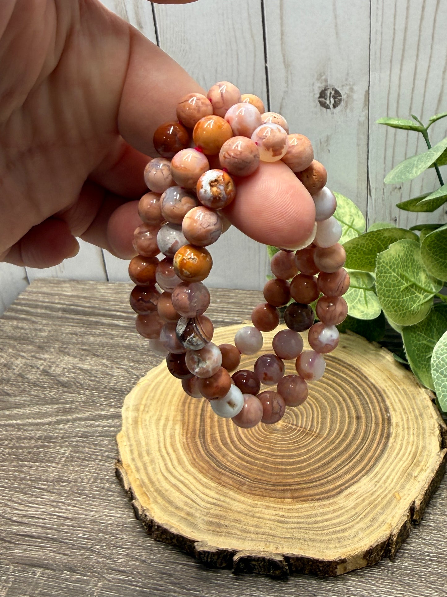 Pink Agate (Cotton Candy Agate) - Bracelet 8 mm
