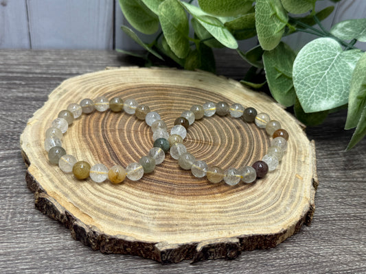 Garden Quartz/Rutilated Quartz/Tourmalinated Quartz - Bracelet 8 mm
