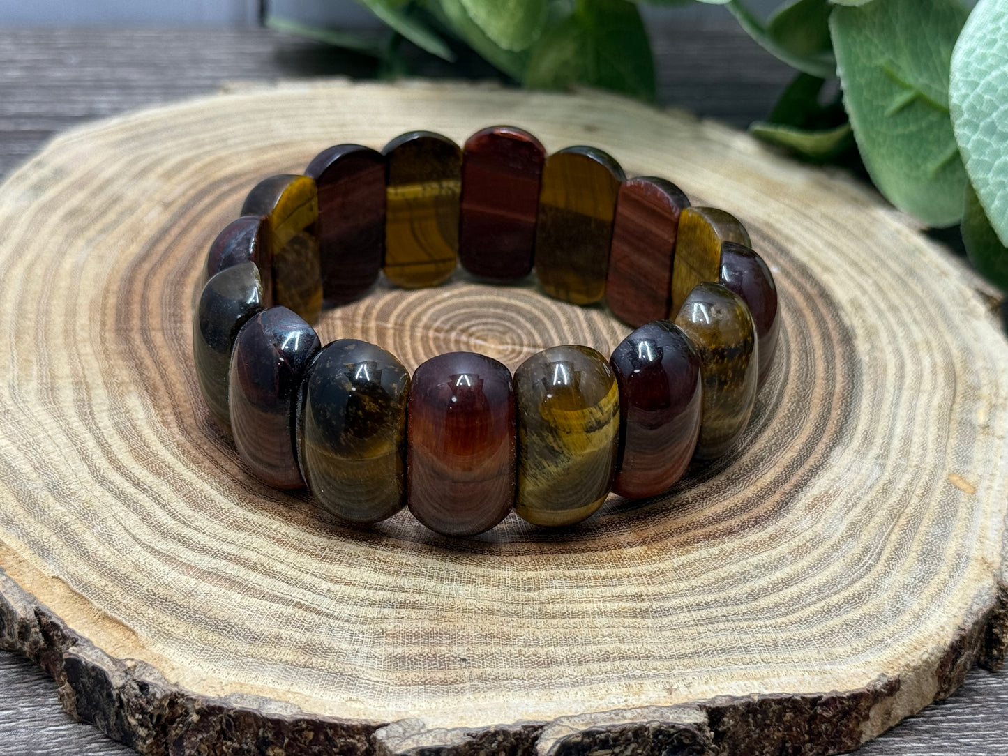 Tigers Eye Bangle Style (Yellow & Red) - Bracelet