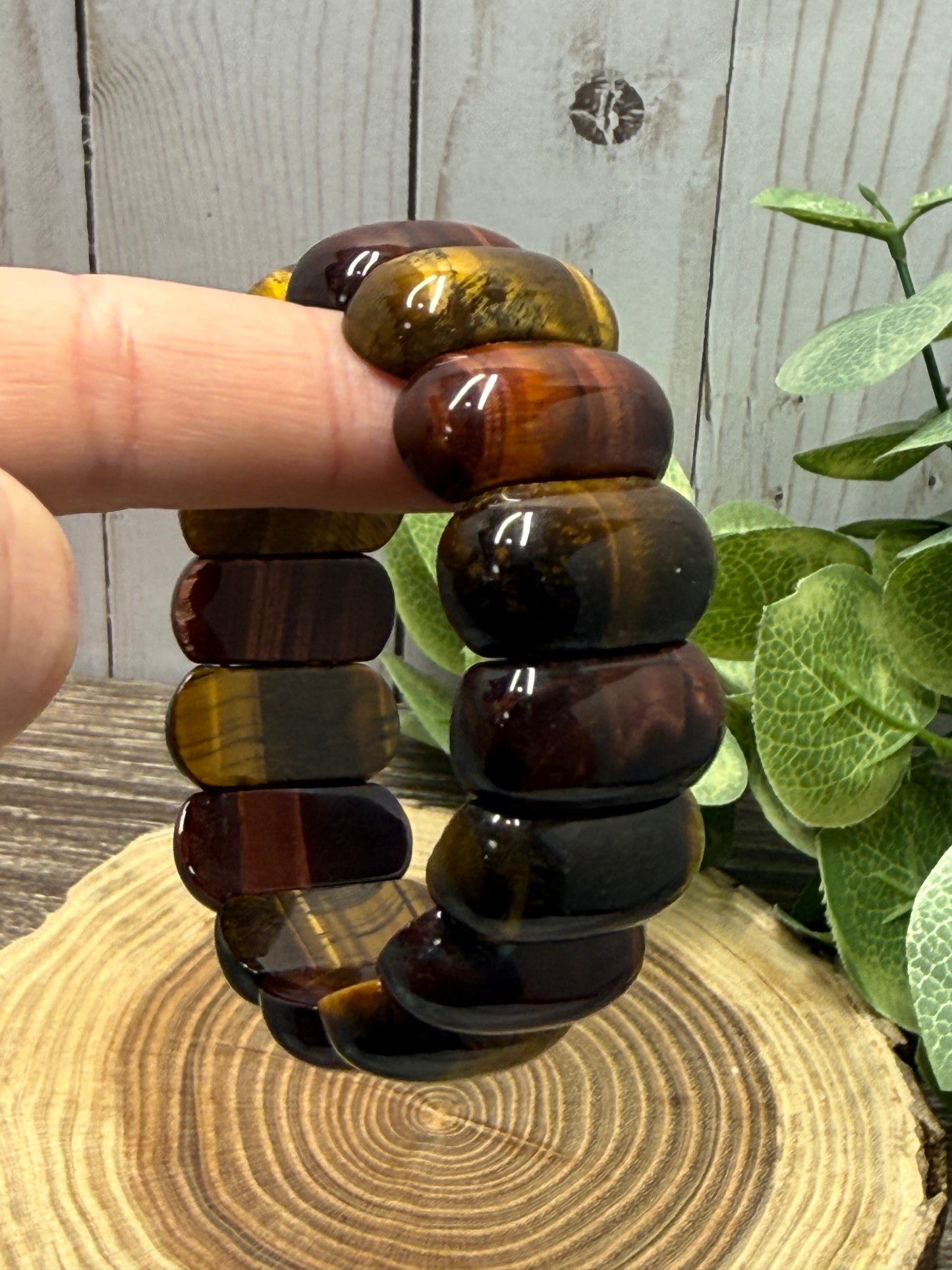 Tigers Eye Bangle Style (Yellow & Red) - Bracelet