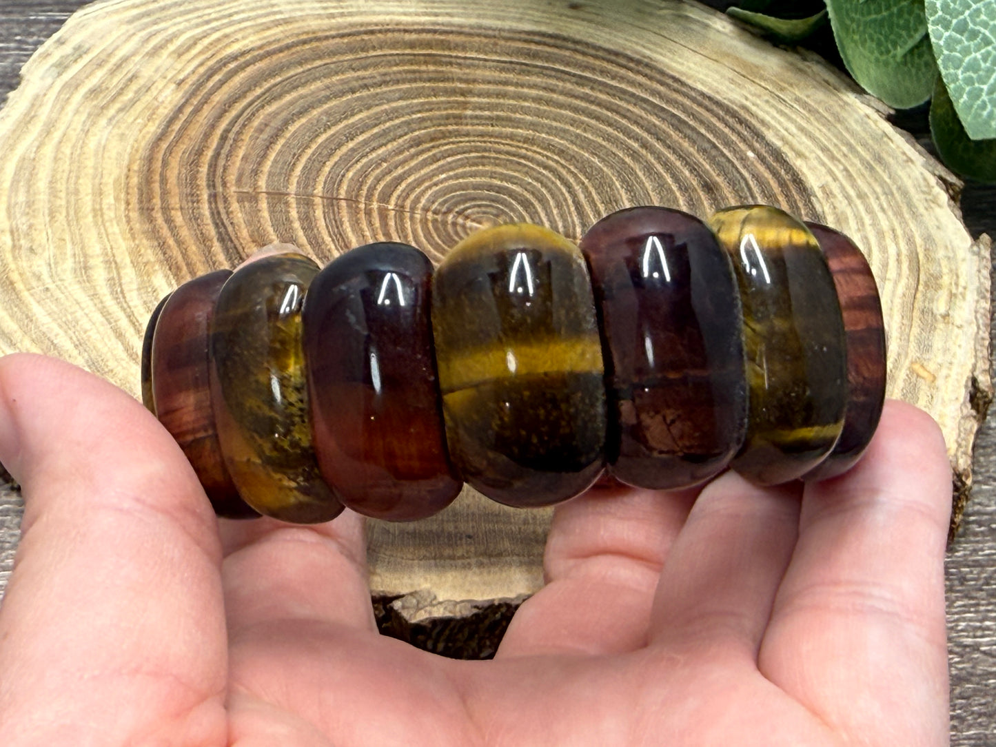 Tigers Eye Bangle Style (Yellow & Red) - Bracelet