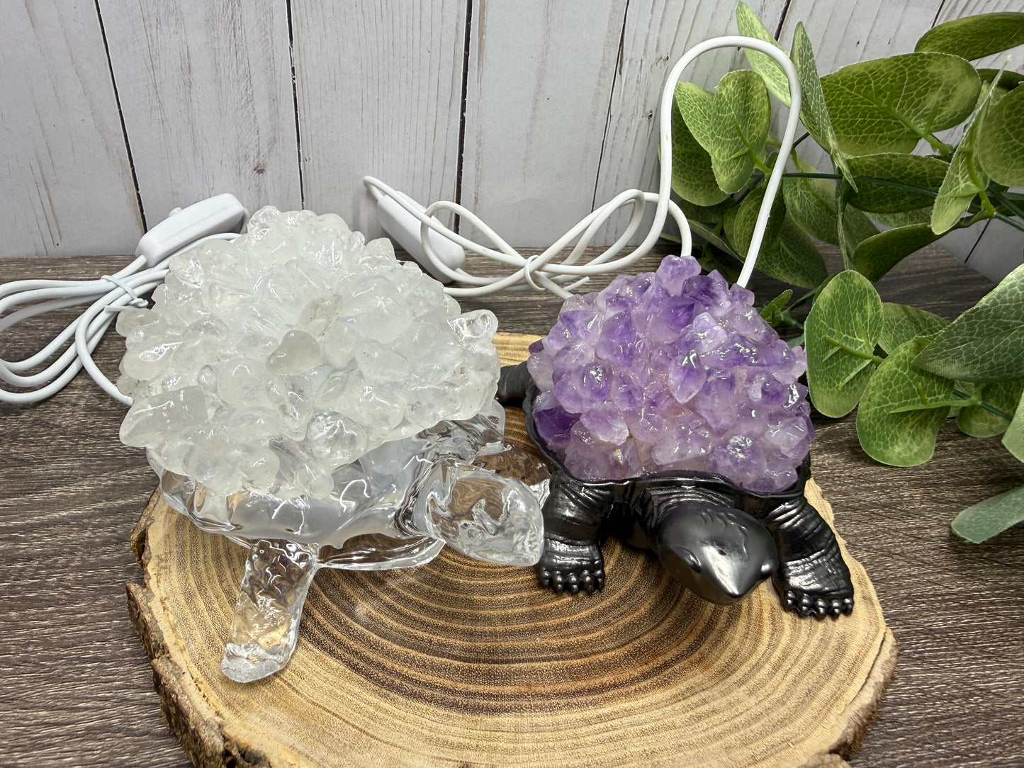 Amethyst & Clear Quartz Turtle Lights/Lamps