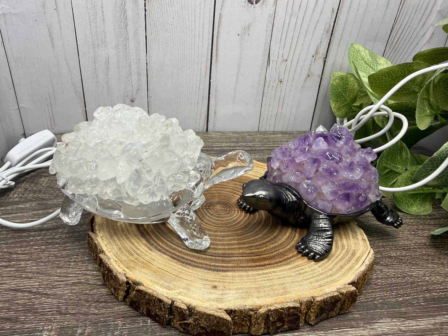 Amethyst & Clear Quartz Turtle Lights/Lamps