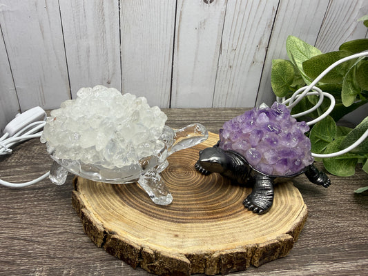Amethyst & Clear Quartz Turtle Lights/Lamps