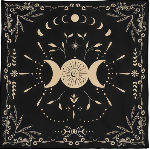 Altar Cloth - black triple moon phase