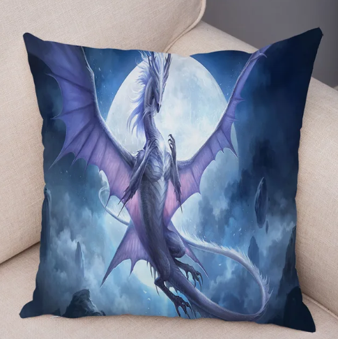 Dragon with Full Moon - Pillow Case Cover