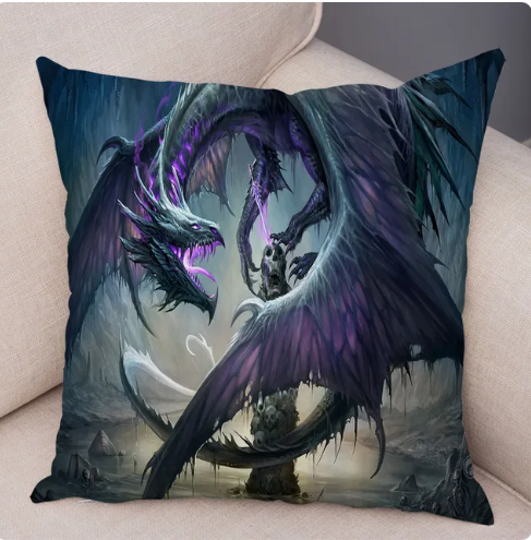 Purple Dragon with Pillar - Pillow Case Cover