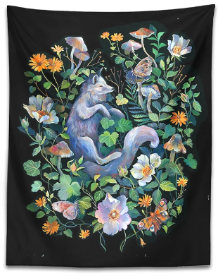 Fox Floral Garden Tapestry