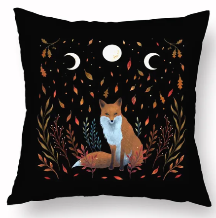 Fox with Moon Phase - Pillow Case Cover