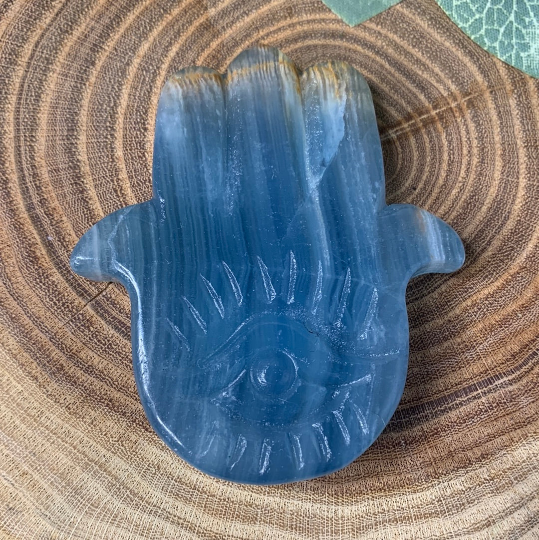 Hamsa Hand Blue Onyx Carvings