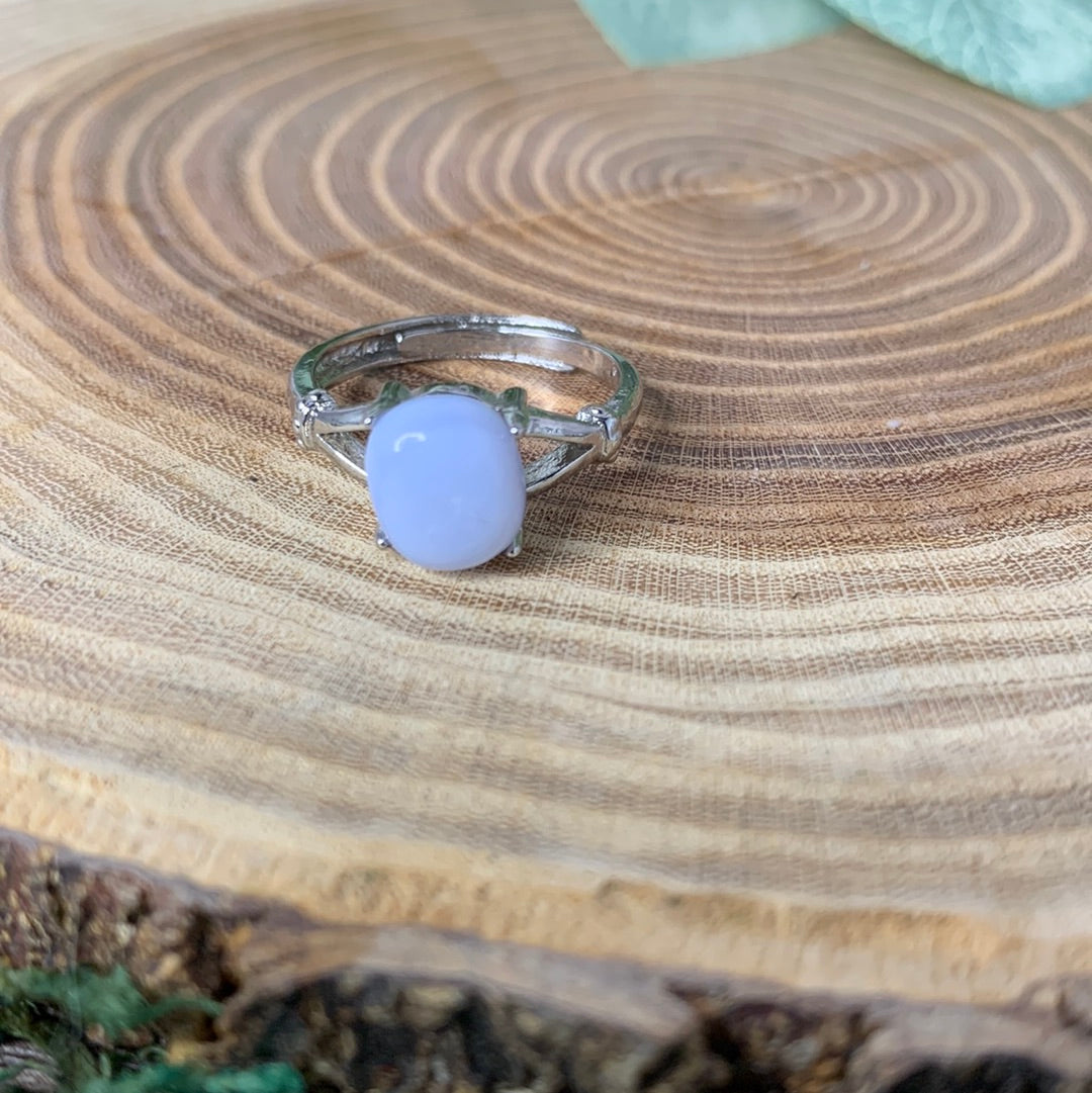 Blue Lace Agate Rings - Sliver Coated