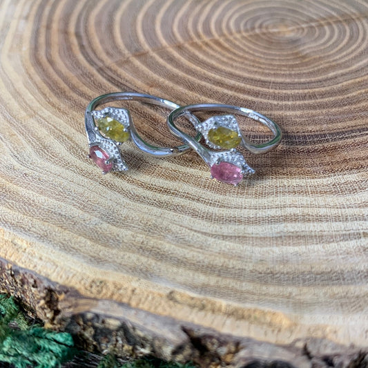 Watermelon Tourmaline - Sliver Coated