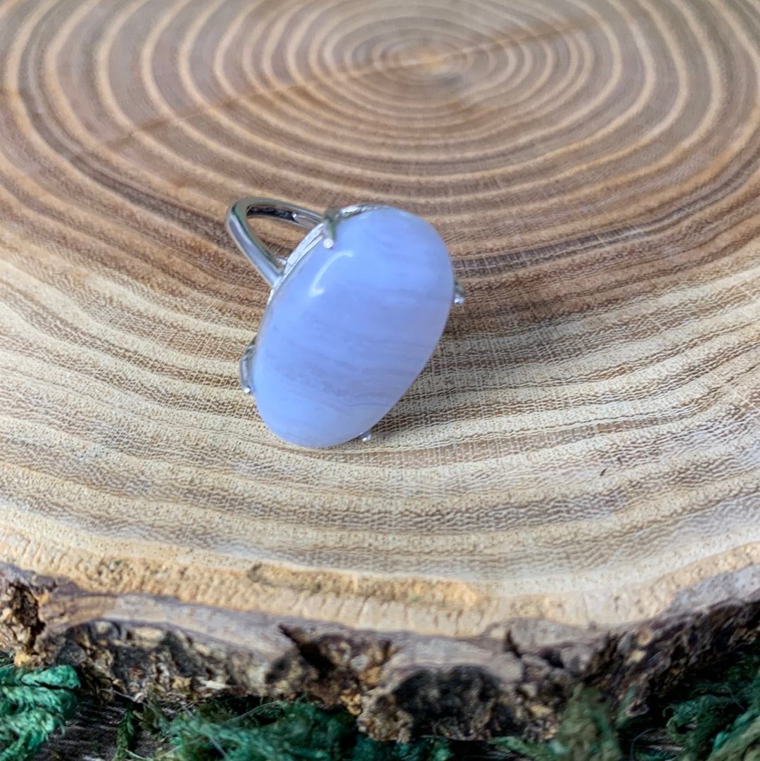 Blue Lace Agate Rings - 925 SILVER