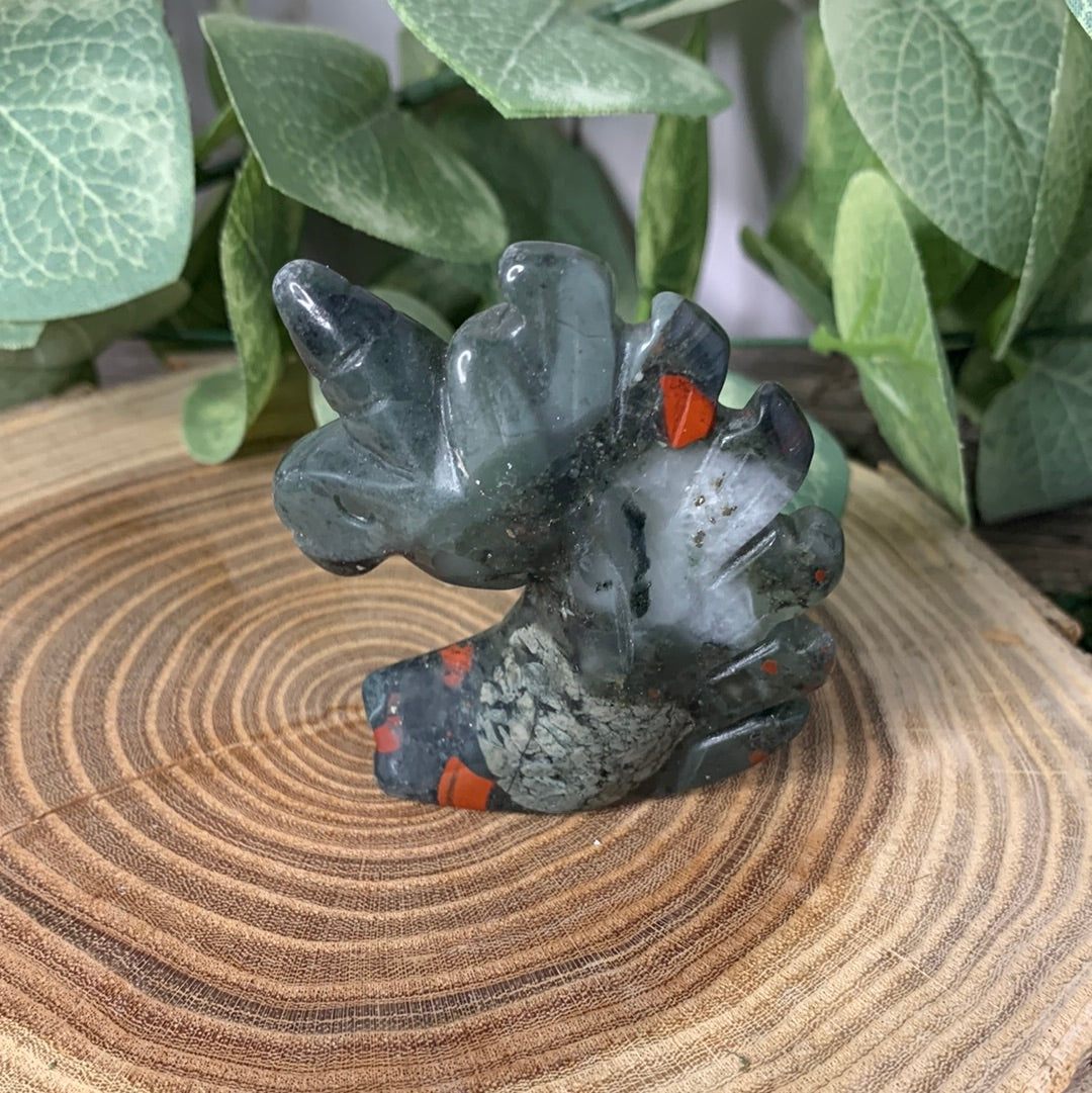 Unicorn Head - African Bloodstone Carvings