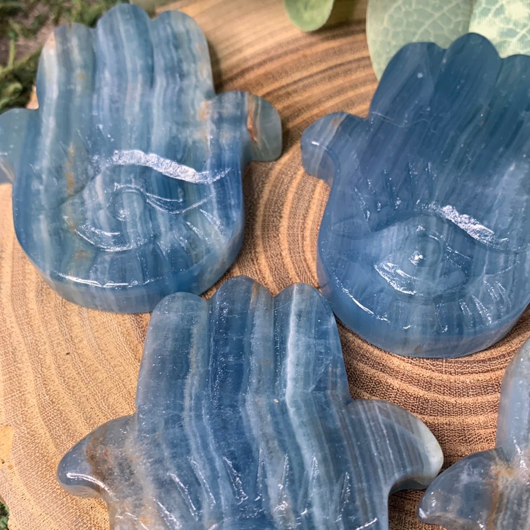 Hamsa Hand Blue Onyx Carvings