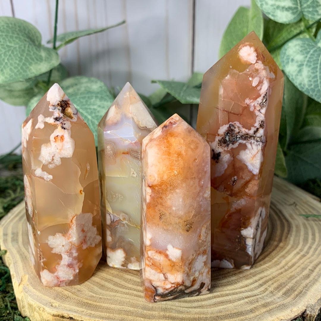 Carnelian Flower Agate Towers