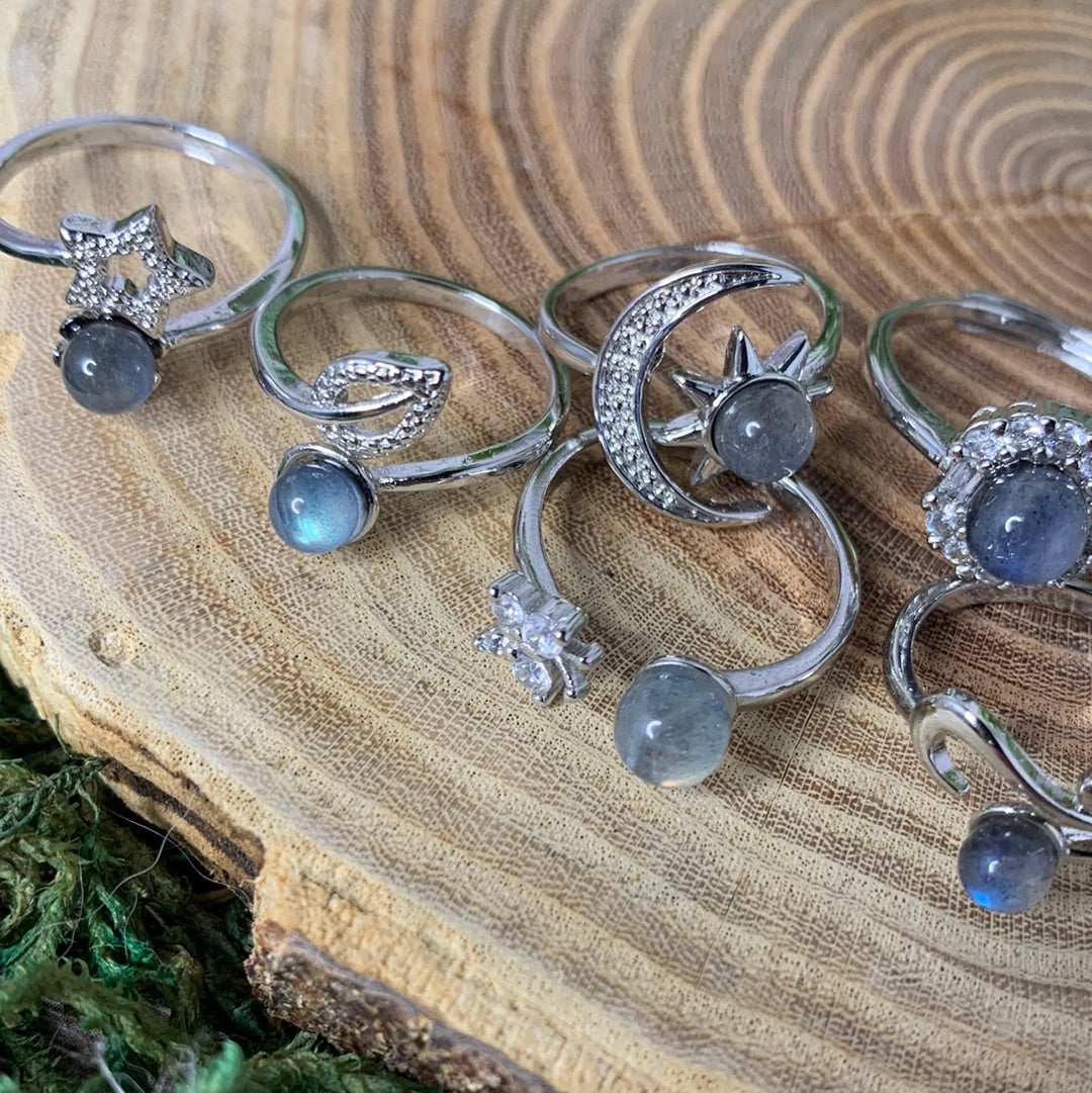 Labradorite Rings - Sliver Coated