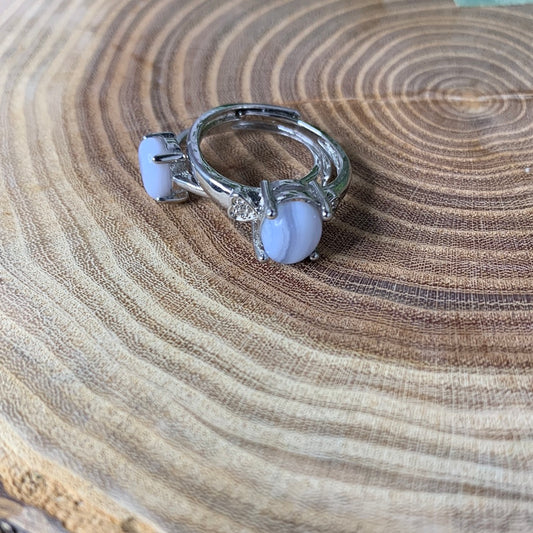 Blue Lace Agate Rings - Sliver Coated