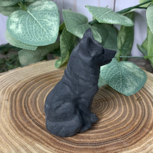 Wolf or Dog Obsidian Carving